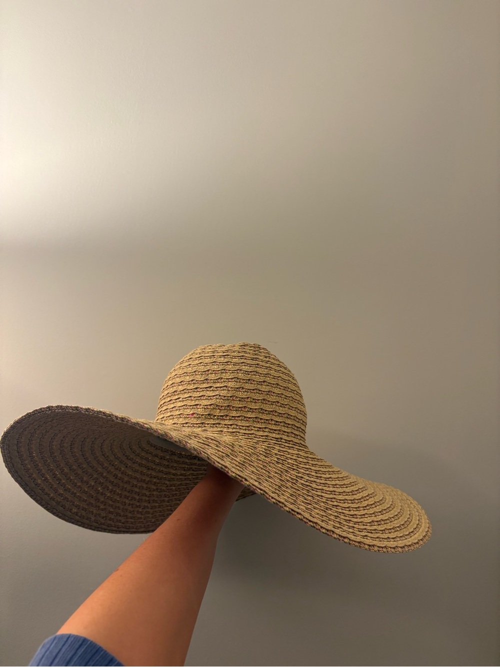 Nine West Braided Straw Sun Hat with Subtle Pink Trim
